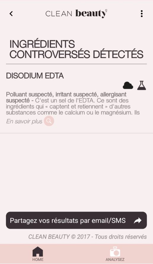 ingrédients indésirables dans les consmétiques