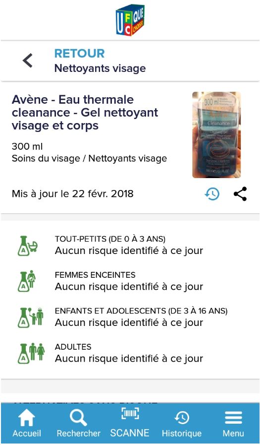 QuelCosmetic analyse avene 